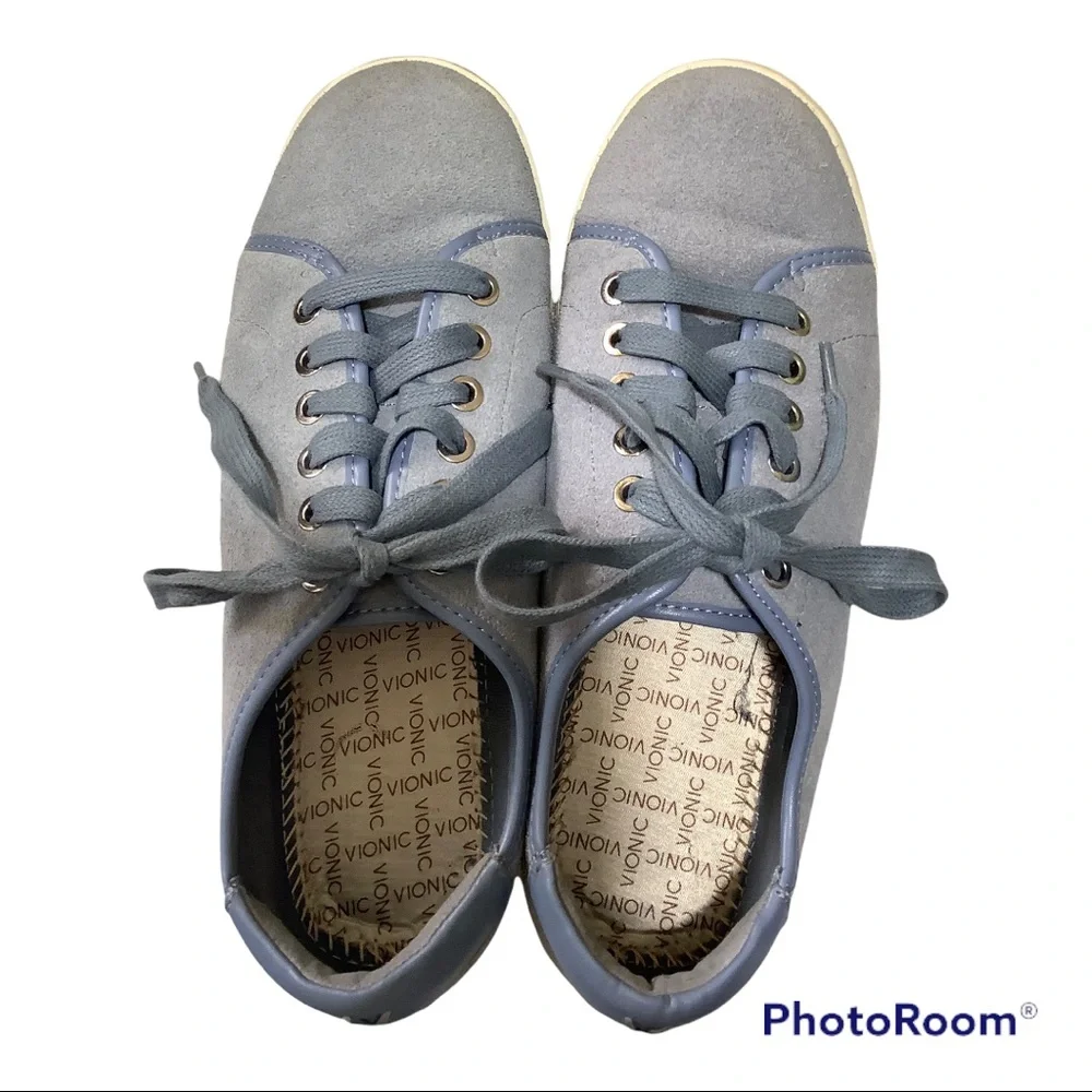 VIONIC BRINLEY WOMEN SUEDE BLUE LACE UP SNEAKERS. SIZE 7.5 - Picture 3 of 11
